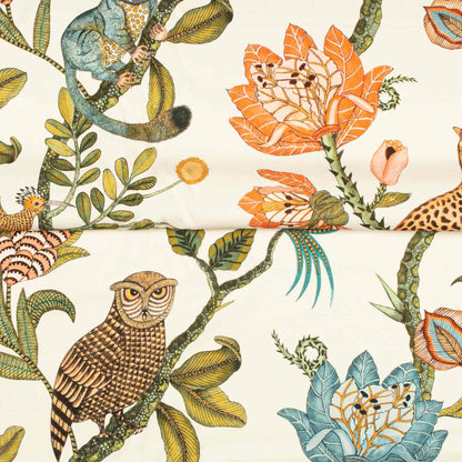 Camp Critters Coral Linen Fabric