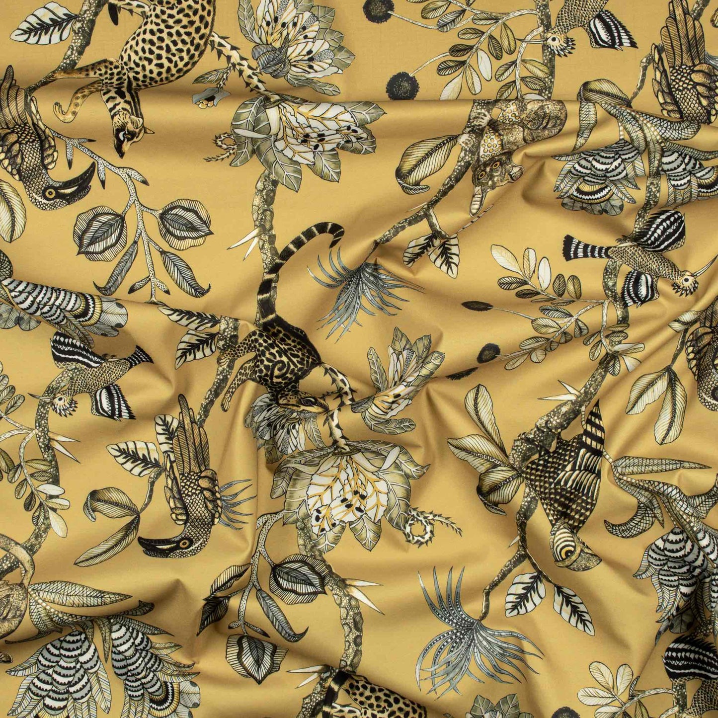 Camp Critters Gold Outdoor Fabric