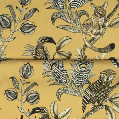 Camp Critters Gold Outdoor Fabric