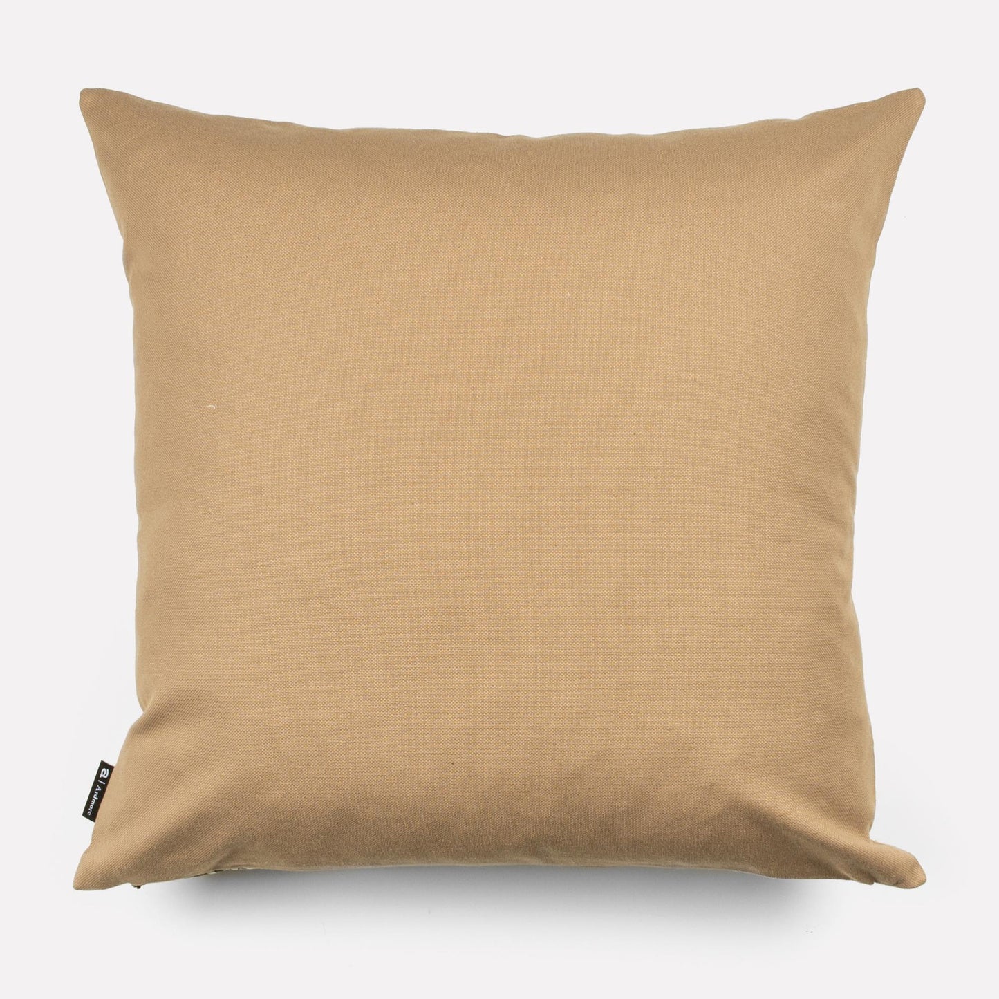 A plain beige fabric back, providing a simple and elegant contrast to the decorative front.