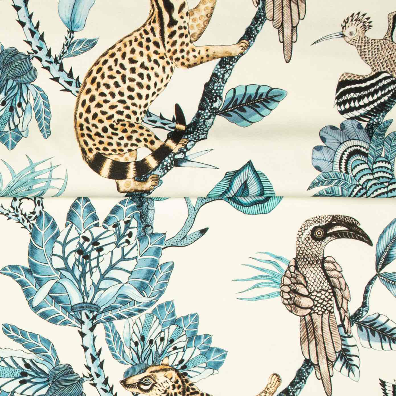 Camp Critters Tanzanite Linen Fabric