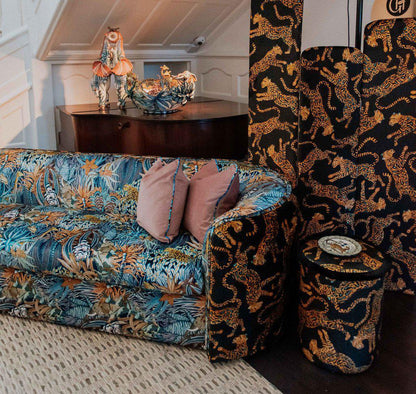 Cheetah Kings Amber Velvet Pouffe-Ottoman-Ardmore Design