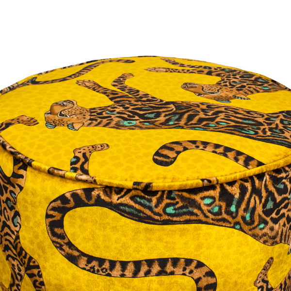 Cheetah Kings Gold Velvet Pouffe-Ottoman-Ardmore Design