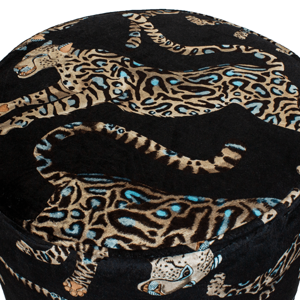 Cheetah Kings Starry Nights Velvet Pouffe-Ottoman-Ardmore Design