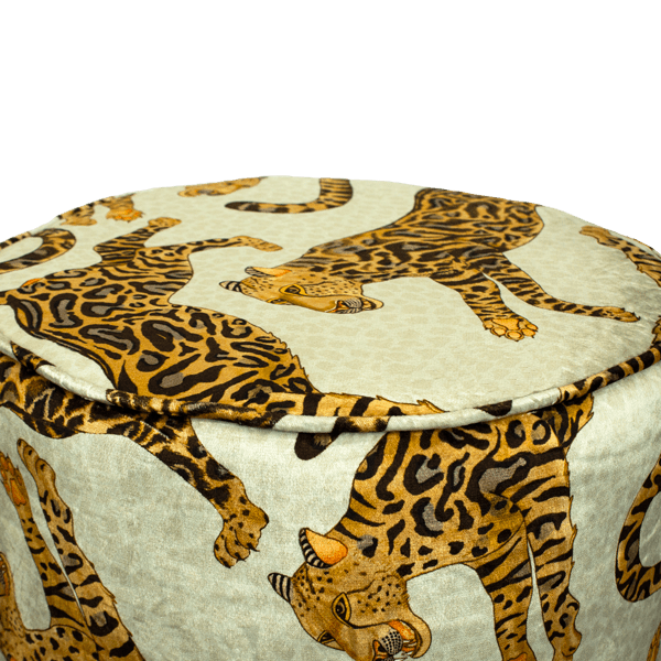 Cheetah Kings Stone Velvet Pouffe-Ottoman-Ardmore Design