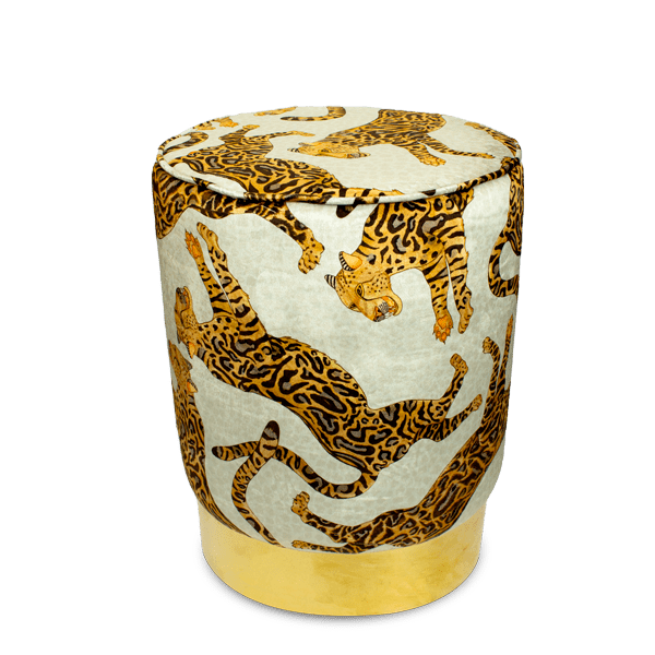 Cheetah Kings Stone Velvet Pouffe-Ottoman-Ardmore Design