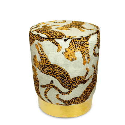 Cheetah Kings Stone Velvet Pouffe-Ottoman-Ardmore Design