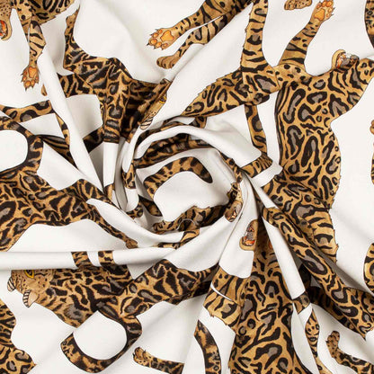 Cheetah Kings Chalk Linen Fabric