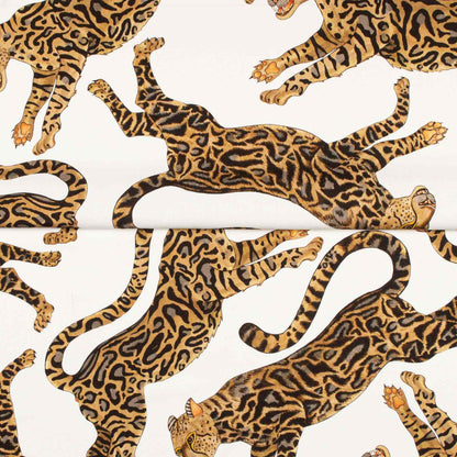 Cheetah Kings Chalk Linen Fabric