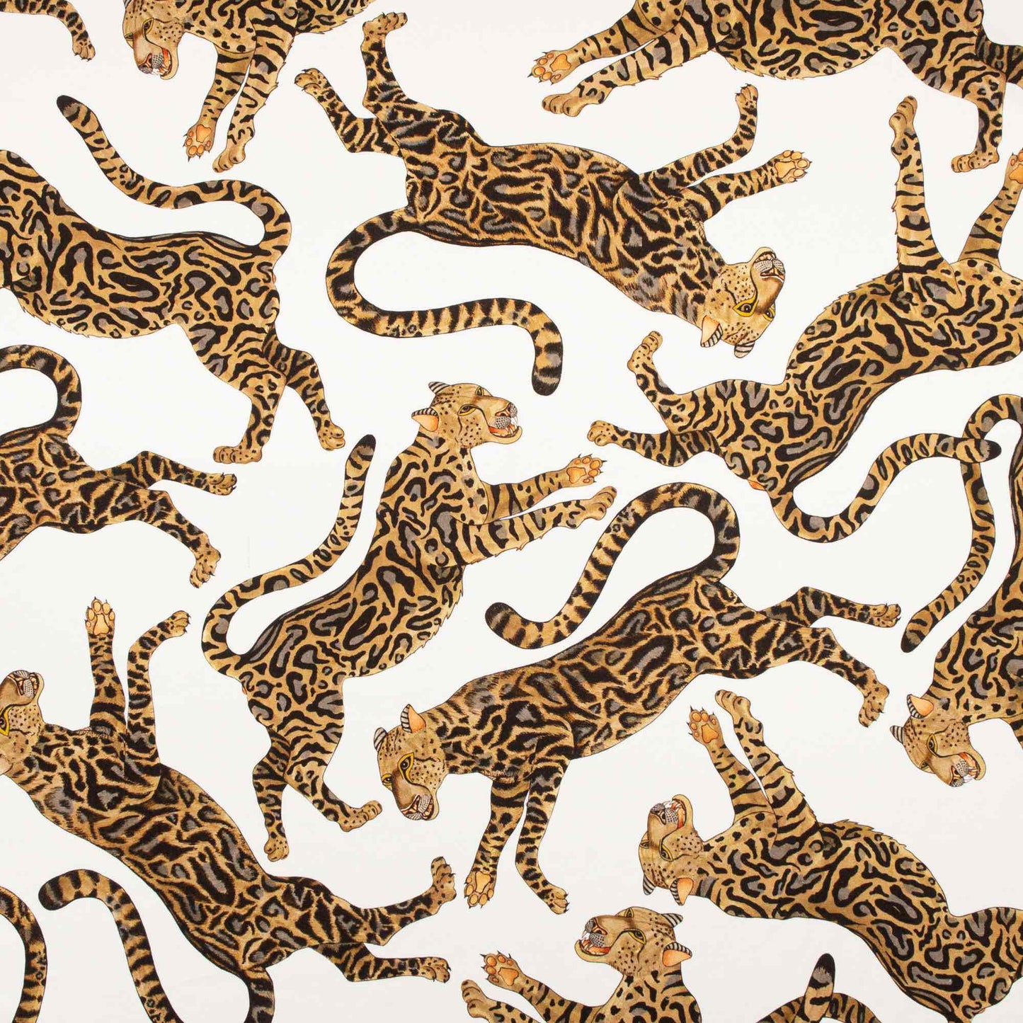 Cheetah Kings Chalk Linen Fabric