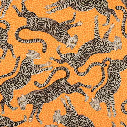 Cheetah Kings Coral Linen Fabric