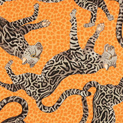 Cheetah Kings Coral Linen Fabric