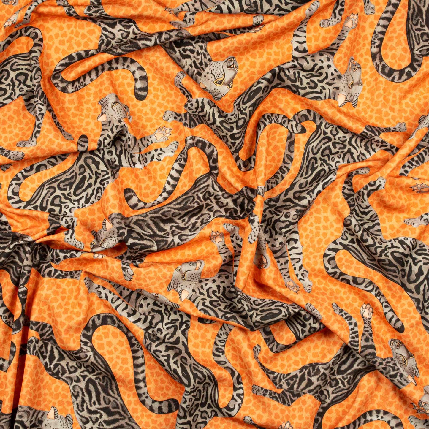 Cheetah Kings Coral Linen Fabric