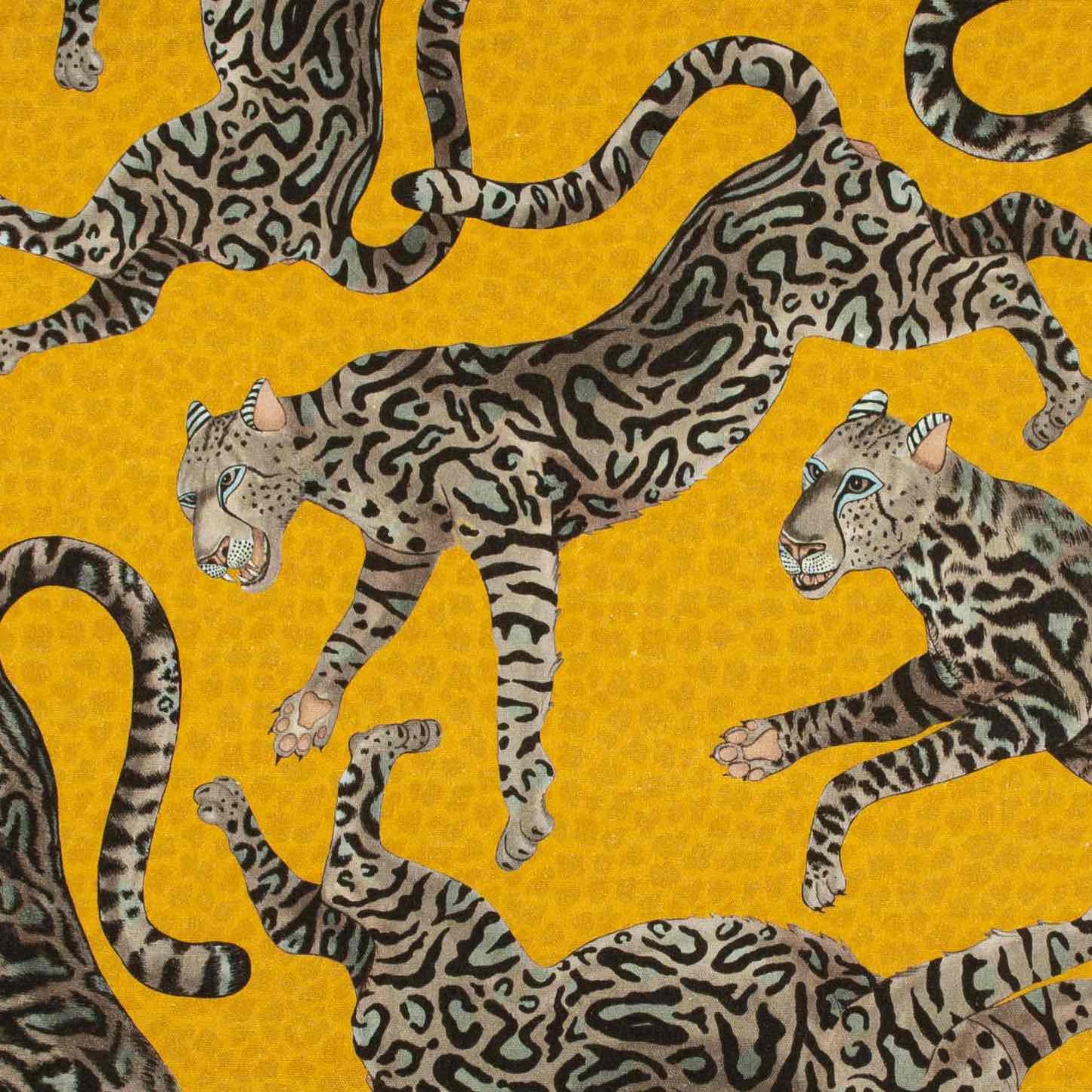 Cheetah Kings Gold Linen Fabric