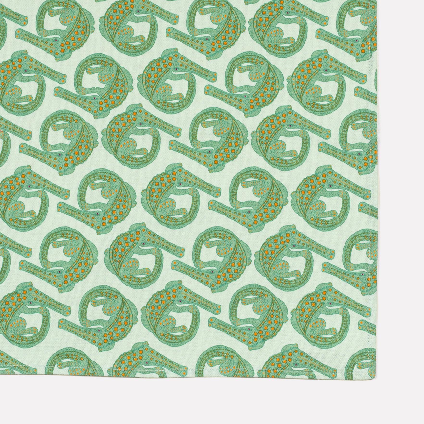 A close-up of the Ardmore Croco napkin in Mist, displaying a zoomed-in view of the crocodile design with subtle texture and colour variation.