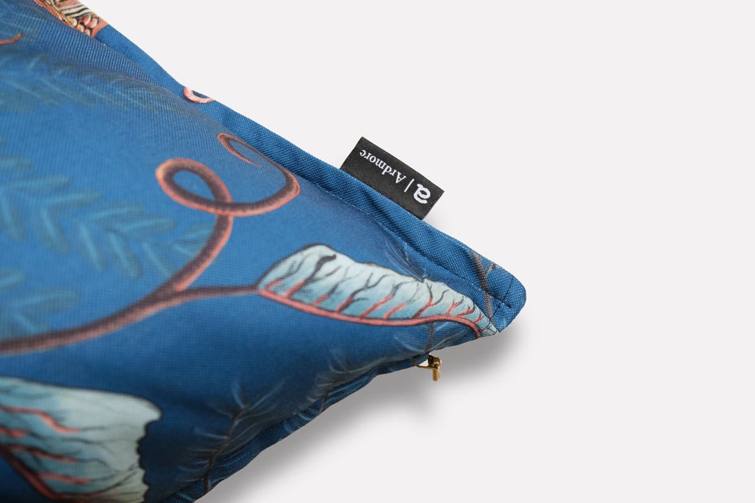 Detailed close-up of the Thanda Nests Midnight Outdoor Cushion Cover, emphasizing the texture and high-quality finish.