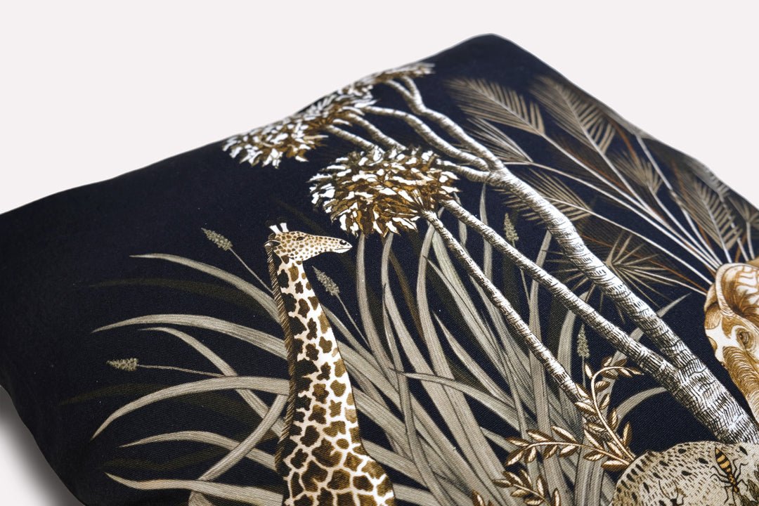 A corner shot displaying the cushion’s thick piping and fabric finish, illustrating the premium quality and attention to detail in the design.