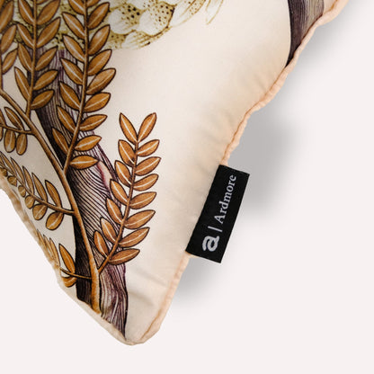 Side angle close-up of the Thanda Pangolin in Pearl Silk Cushion Cover, highlighting the premium craftsmanship and fine stitching.