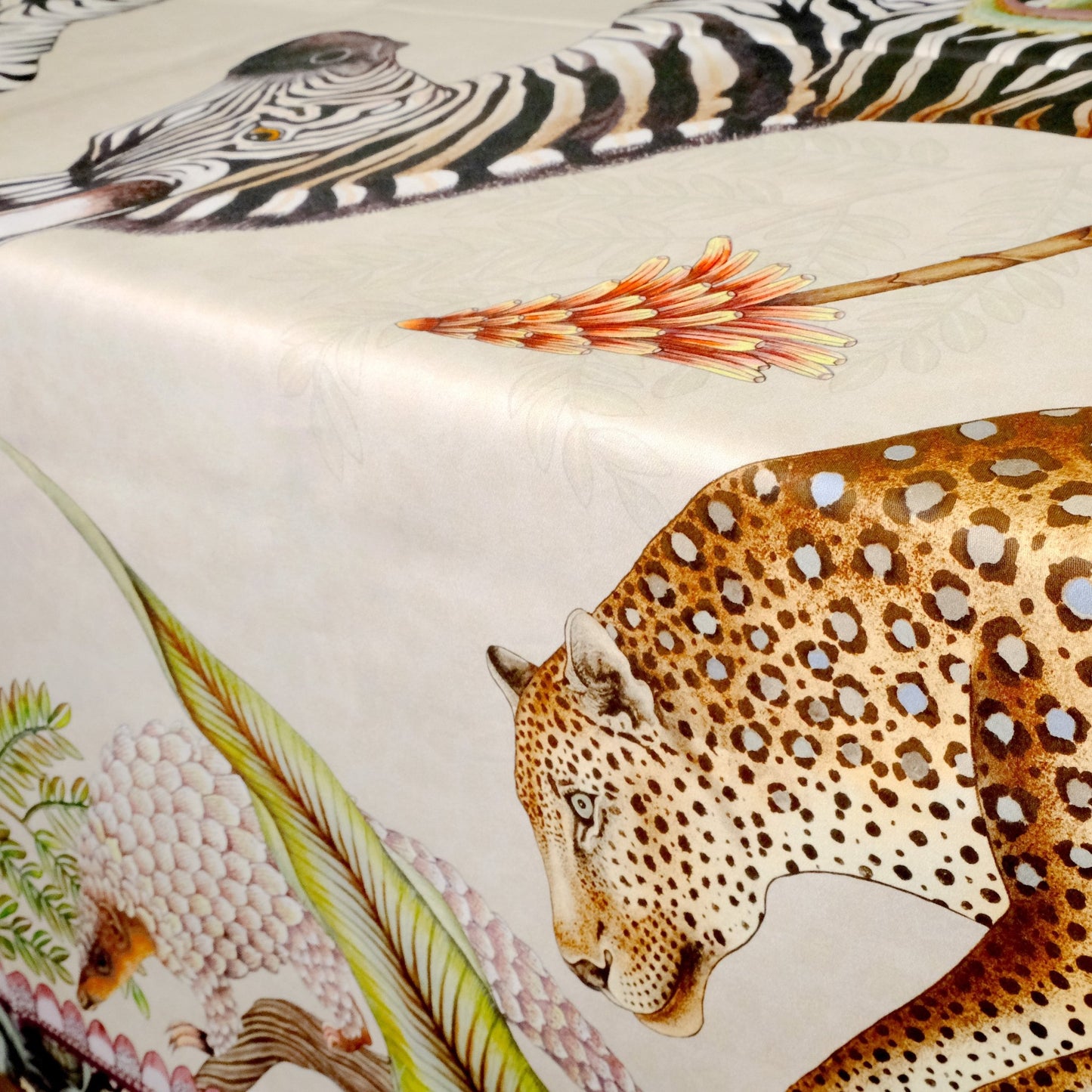 Pangolin Park Satinette Tablecloth in Stone