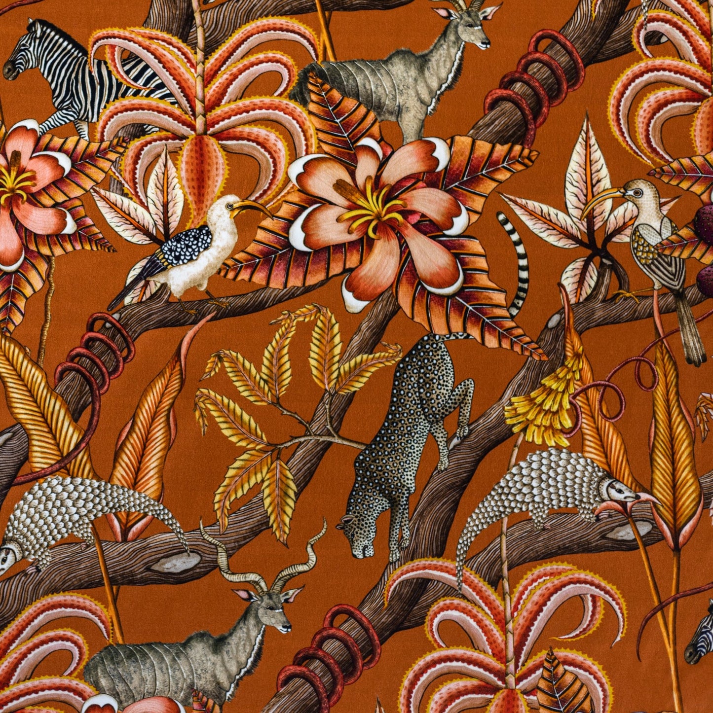 Pangolin Park Rust Velvet Fabric