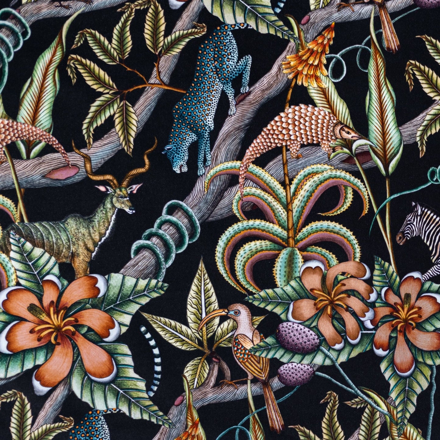 Pangolin Park Night Velvet Fabric