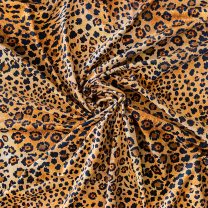 Safari Spot Gold Velvet Fabric