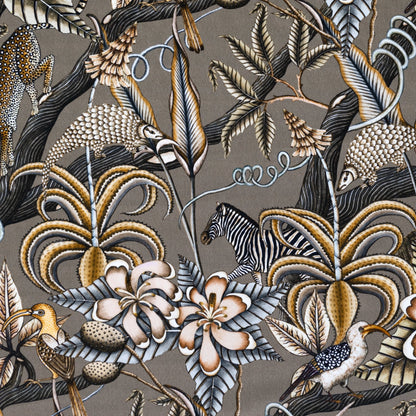 Pangolin Park Silver Velvet Fabric