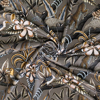 Pangolin Park Silver Velvet Fabric