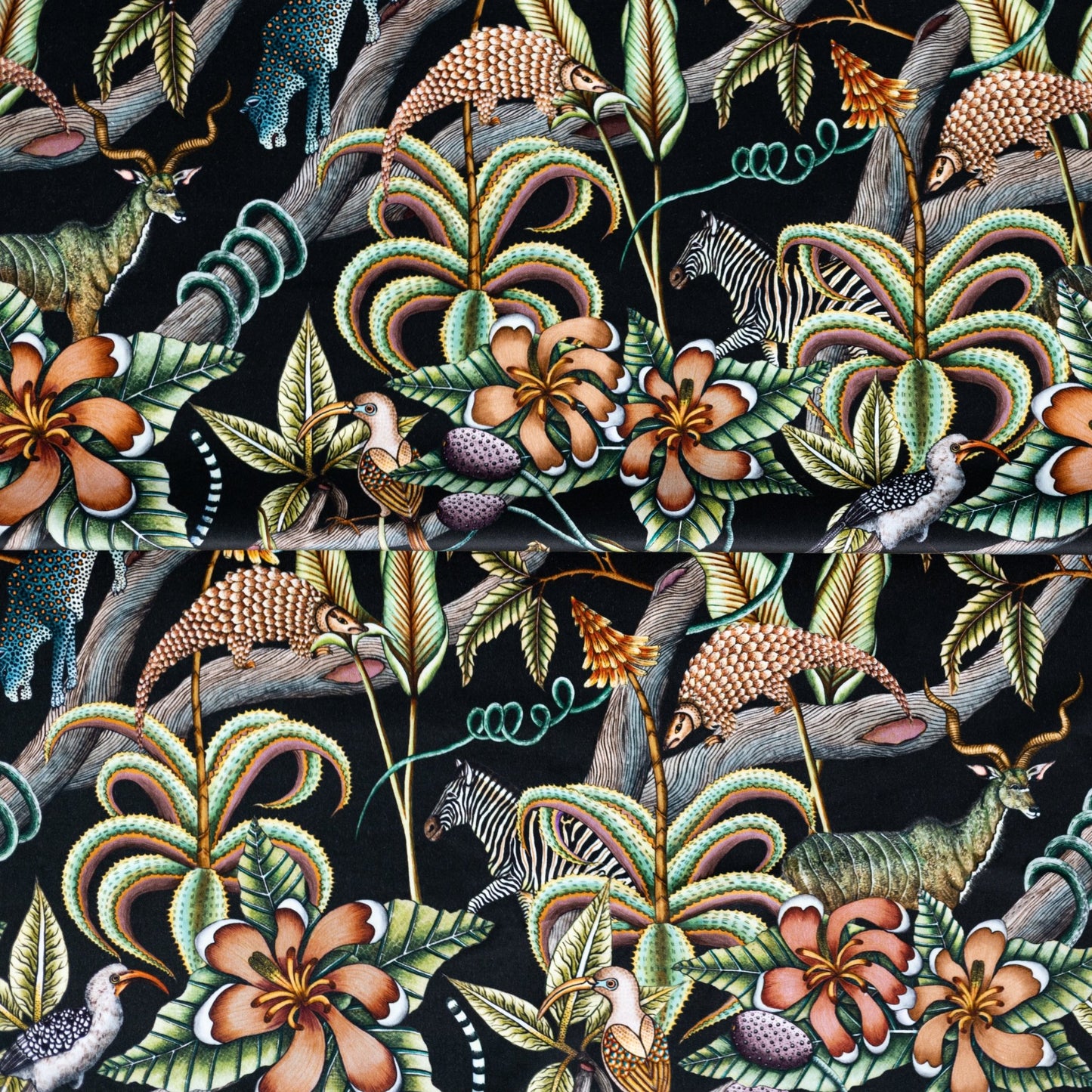 Pangolin Park Night Velvet Fabric