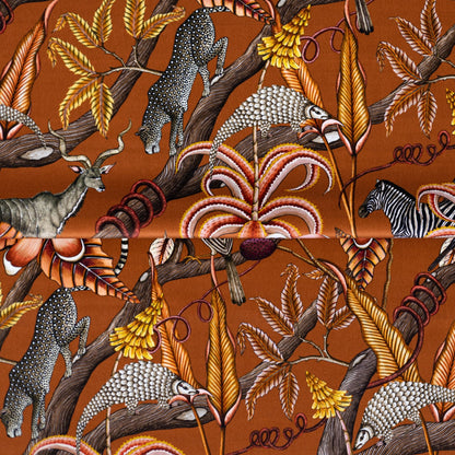 Pangolin Park Rust Velvet Fabric