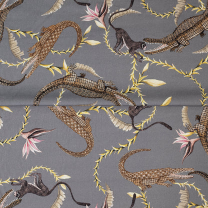 River Chase Silver Ripple Linen Fabric