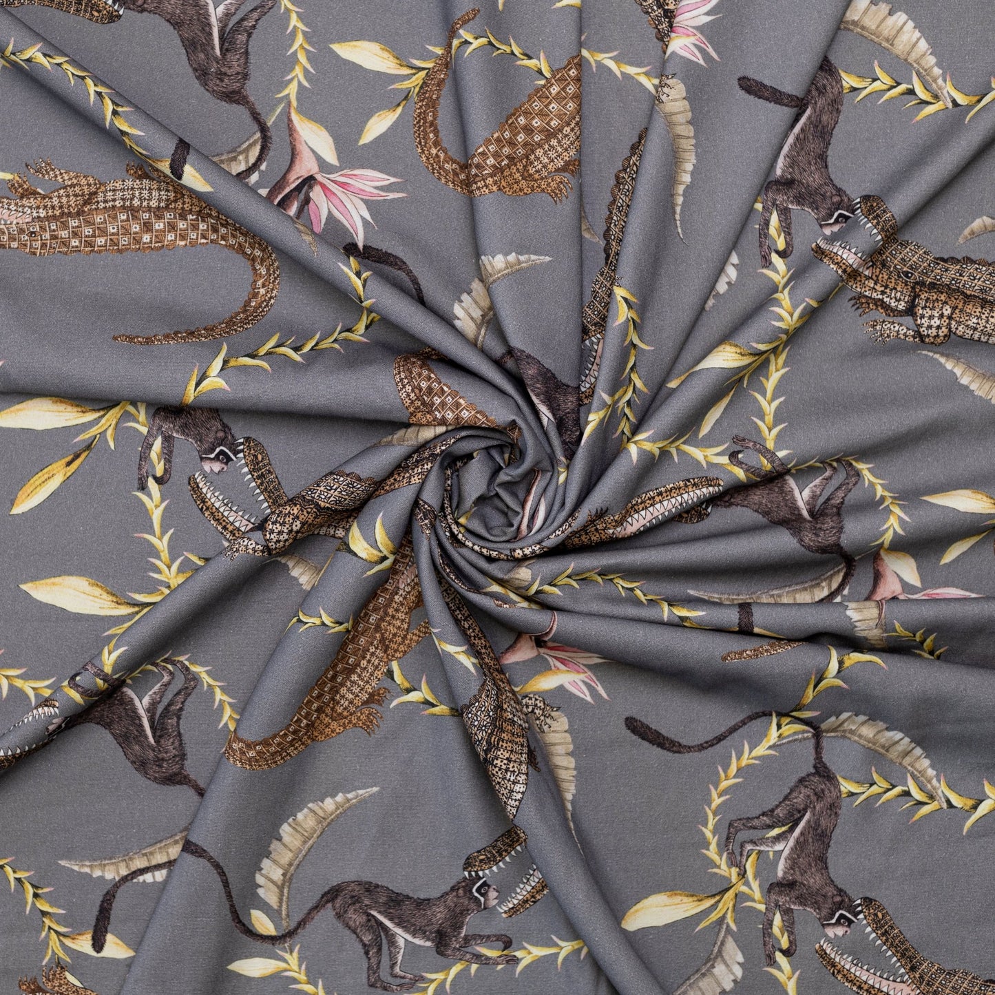 River Chase Silver Ripple Linen Fabric