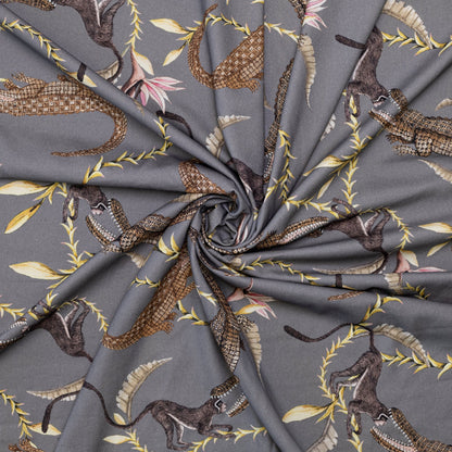 River Chase Silver Ripple Linen Fabric