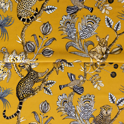 Camp Critters Gold Velvet Fabric