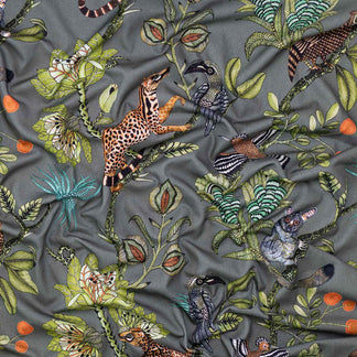Ardmore Delta Linen Fabric - Exquisite Camp Critters Design – Ardmore ...