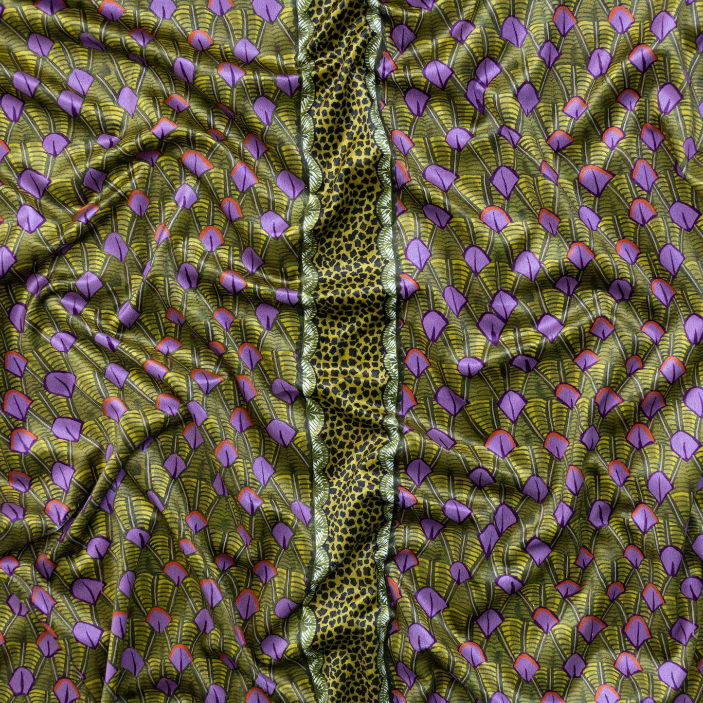 Feather Chartreuse Velvet Fabric