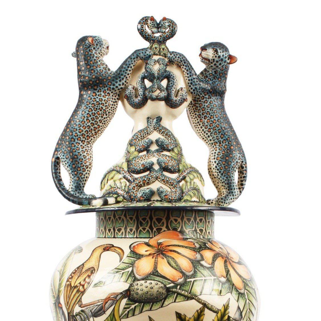 Leopard Trophy Urn-ceramics-Ardmore Design