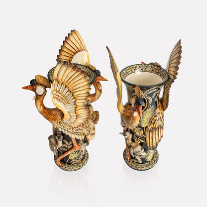 Crowned Crane Vases