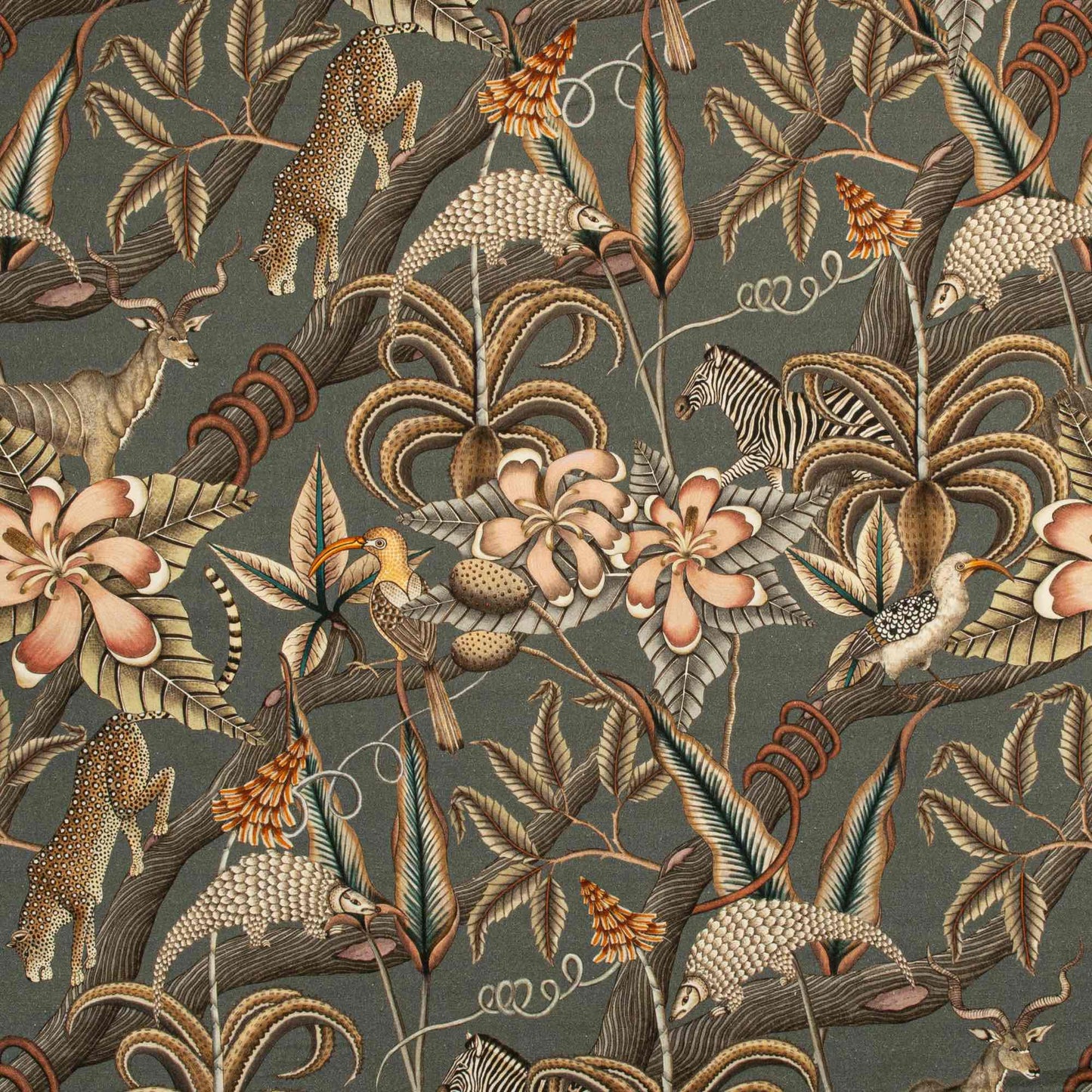 Pangolin Park Ash Linen Fabric