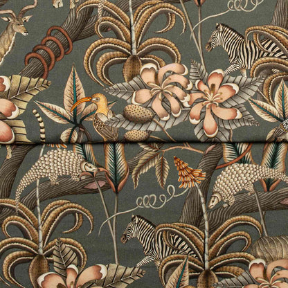 Pangolin Park Ash Linen Fabric