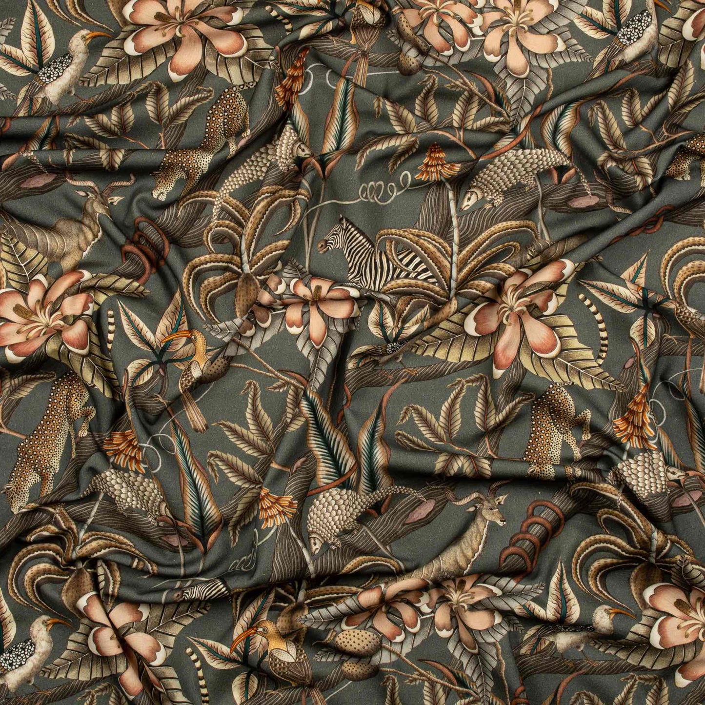 Pangolin Park Ash Linen Fabric