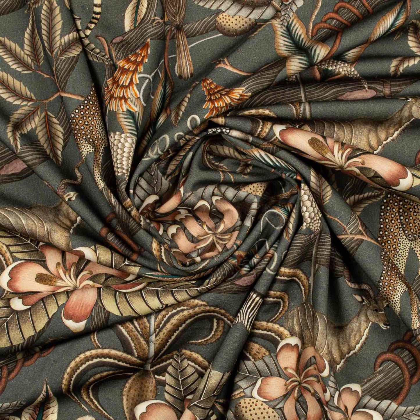 Pangolin Park Ash Linen Fabric