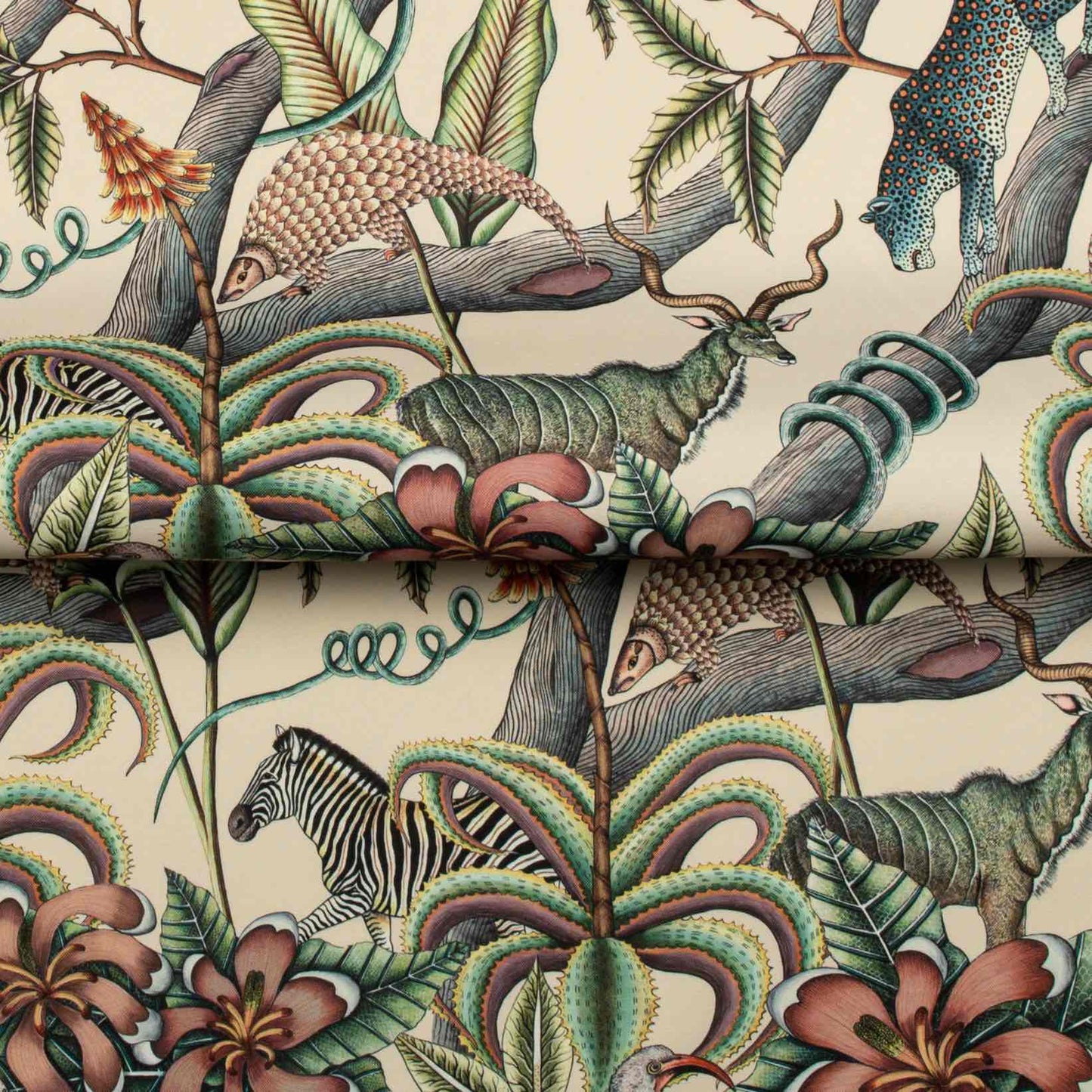 Pangolin Park Chalk Linen Fabric