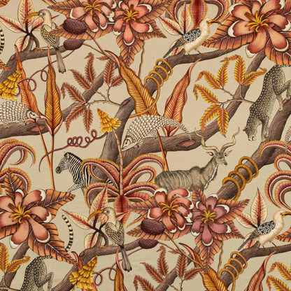 Pangolin Park Plum Linen Fabric