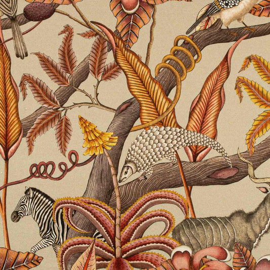 Pangolin Park Plum Linen Fabric