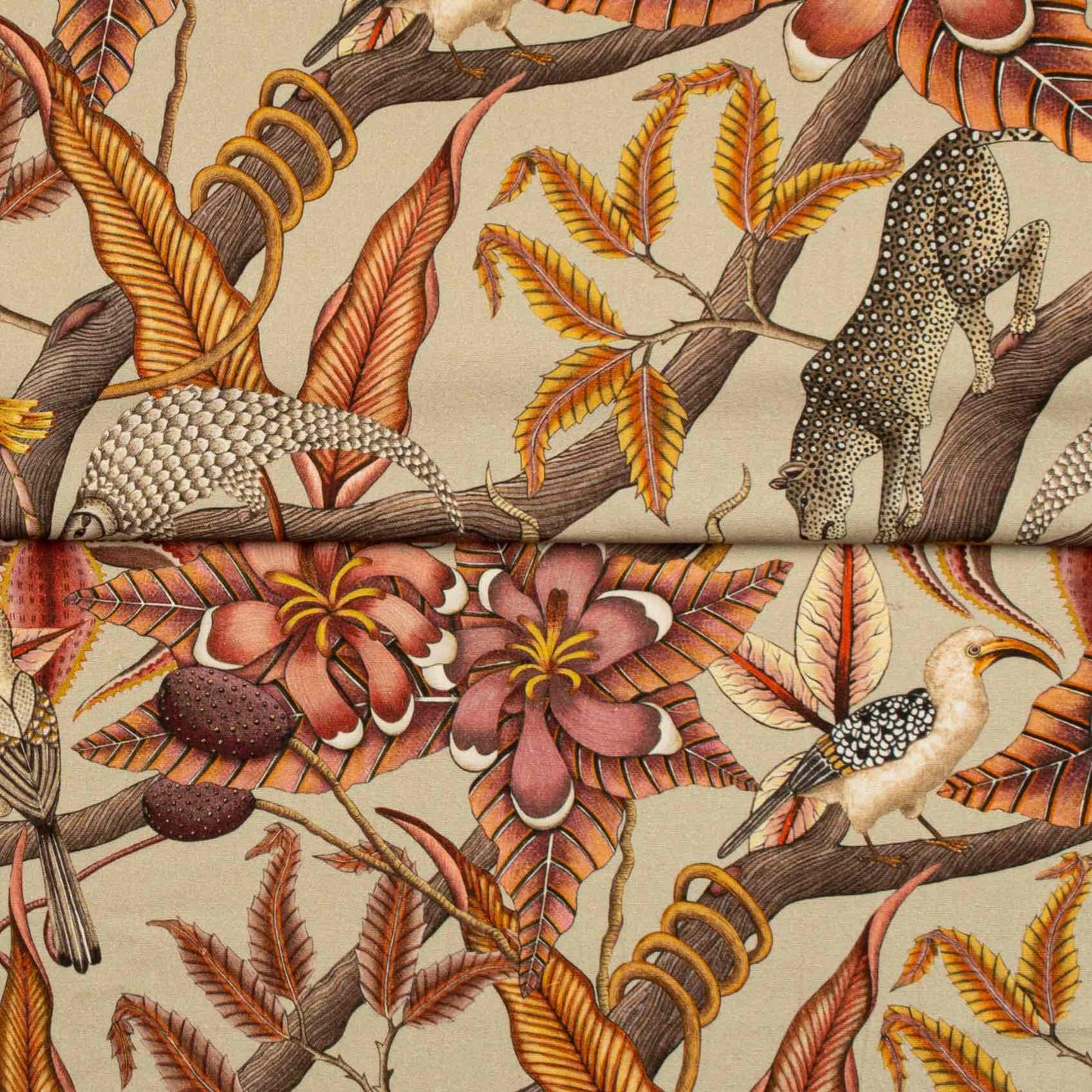 Pangolin Park Plum Linen Fabric