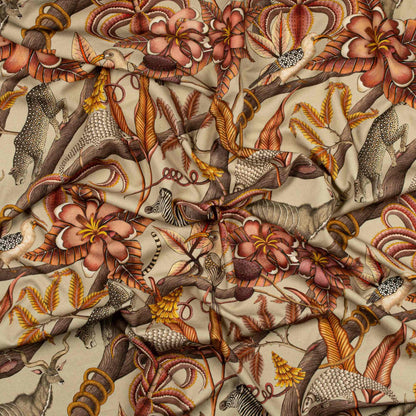 Pangolin Park Plum Linen Fabric