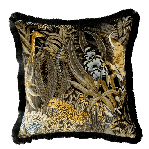 Sabie Forest Moonlight Fringed Cushion Cover-Cushion-Ardmore Design