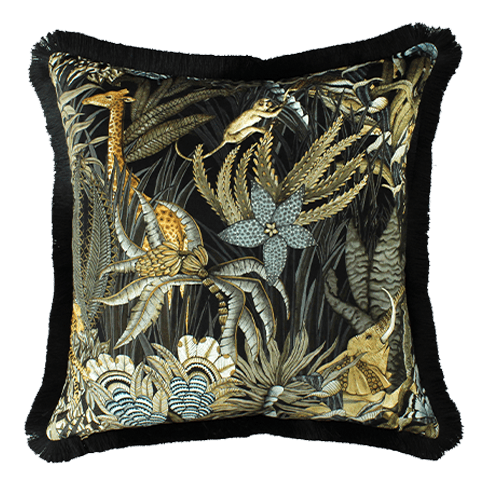 Sabie Forest Moonlight Fringed Cushion Cover-Cushion-Ardmore Design
