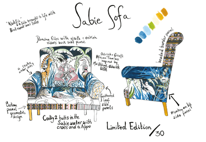 A sketch of the sabie sofa.
